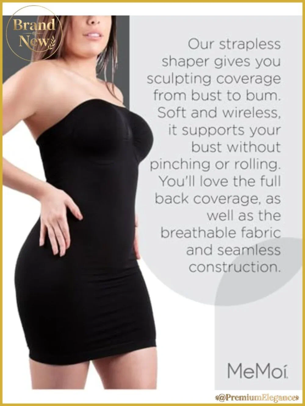 Strapless Shaping Slip Tummy Control Under Dress with Built-In Bandeau Bra